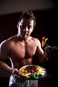 Bodybuilder eating